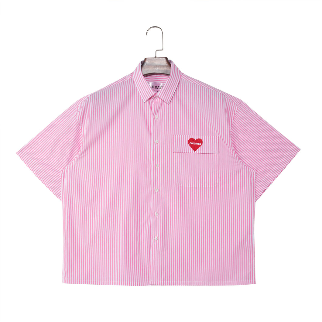 Pink Striped Short Sleeve Shirt