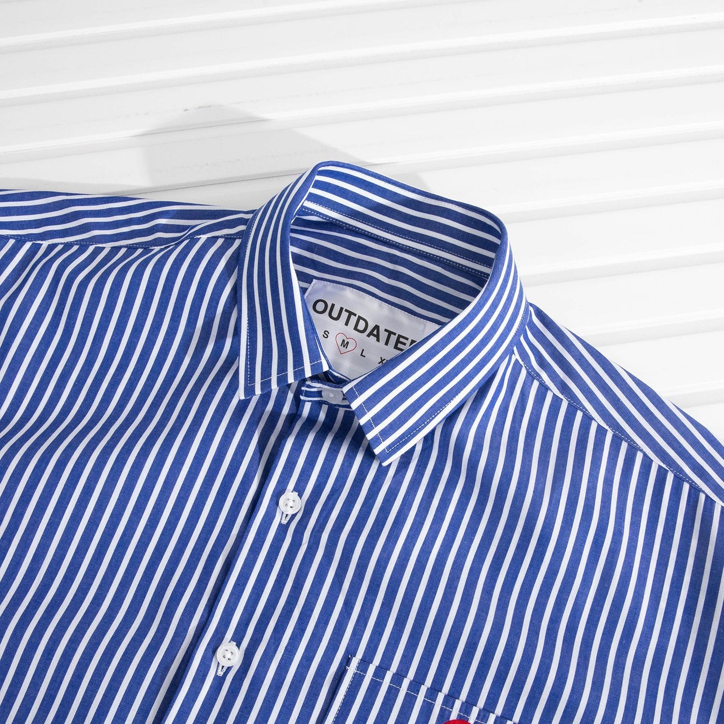 Navy Striped Short Sleeve Shirt