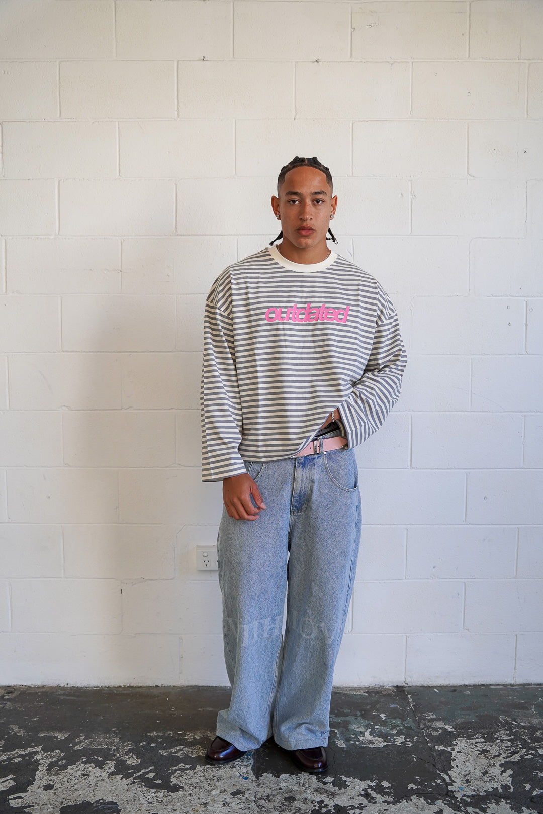 Striped Logo Long Sleeve Pink